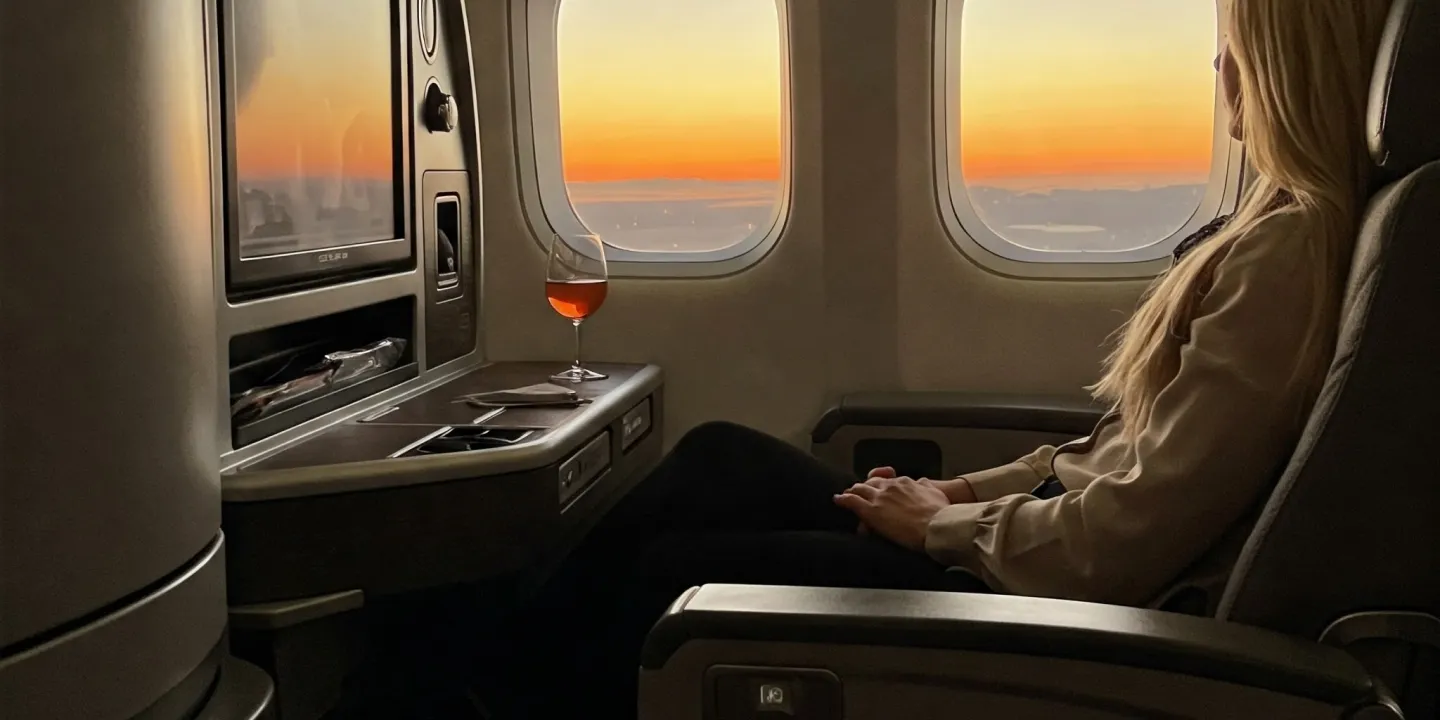 Travel advisor client in premium cabin